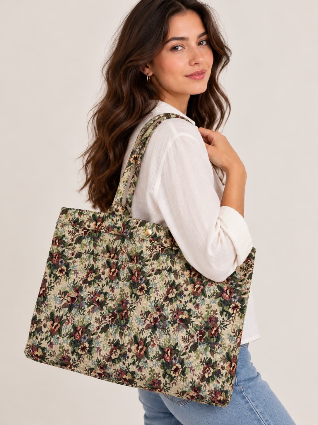 Sézane shopper in bloemenjacquard
