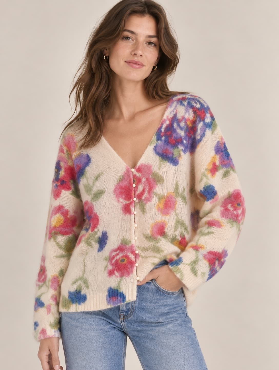 Gilet Sézane en maille à imprimé floral – Taille M — photo 1