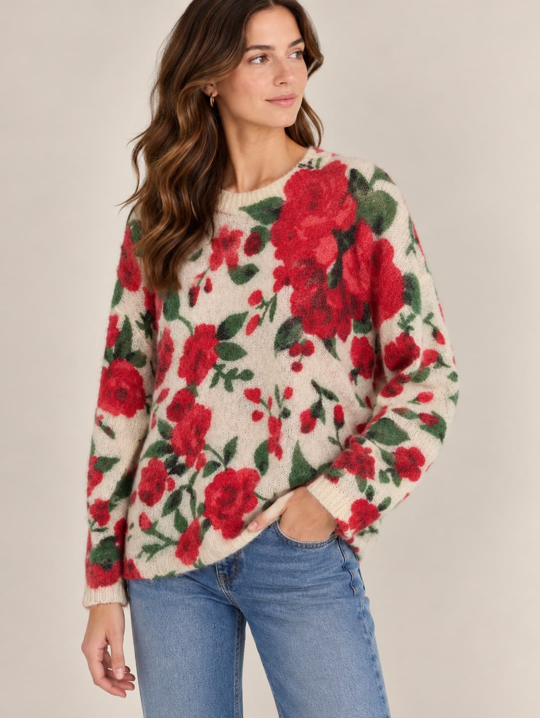 Pull en maille à imprimé floral Sézane – Taille M — photo 1