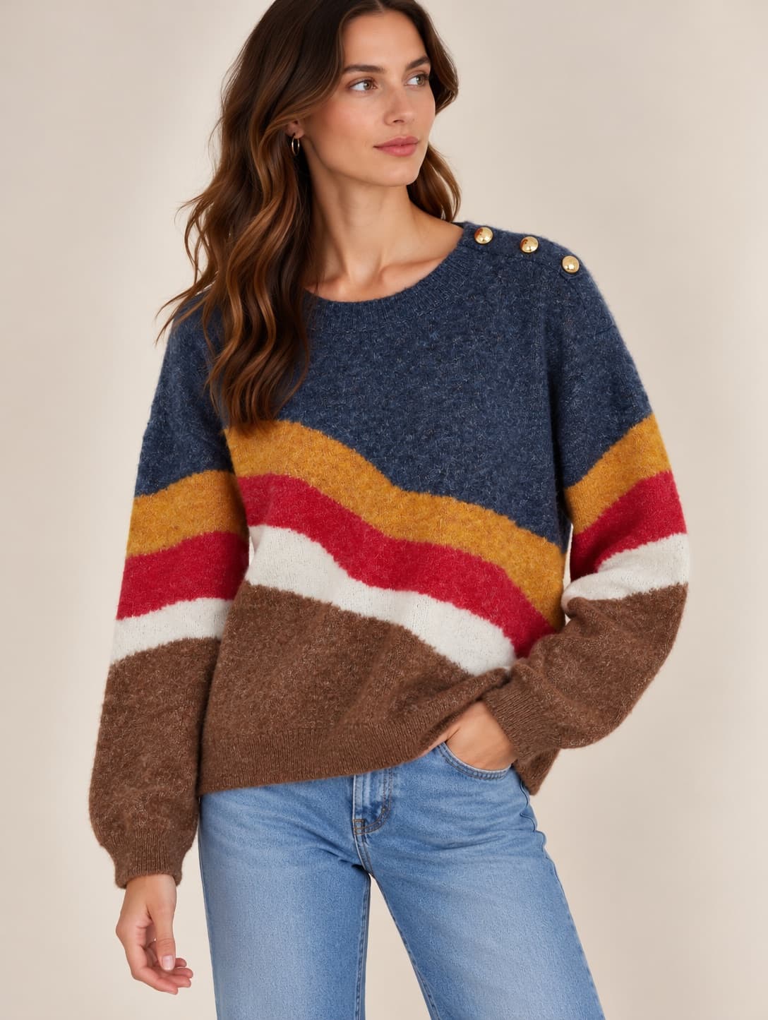 Pull en mohair rayé multicolore Sézane – Taille M — photo 1