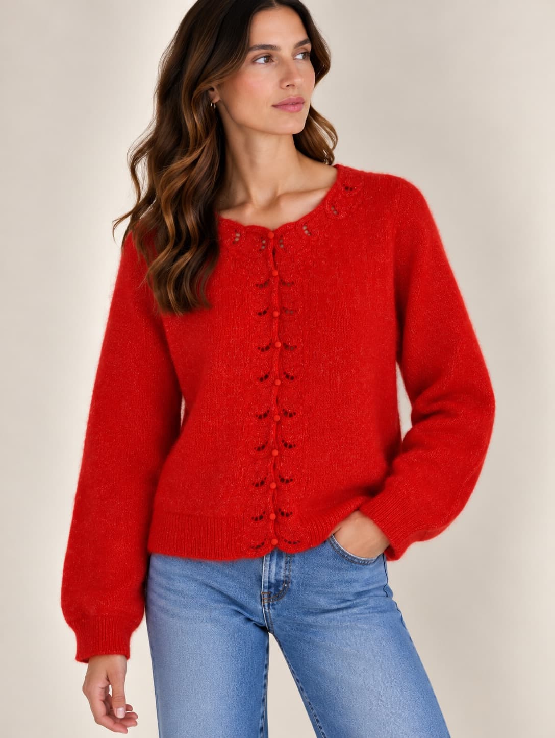 Cardigan en mohair rouge Sézane – Taille L — photo 1