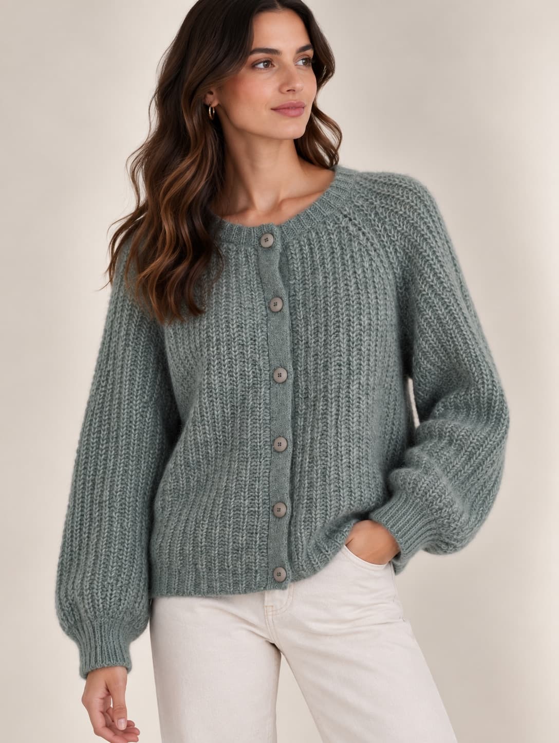 Cardigan en alpaga vert sauge Sézane – Taille XL — photo 1