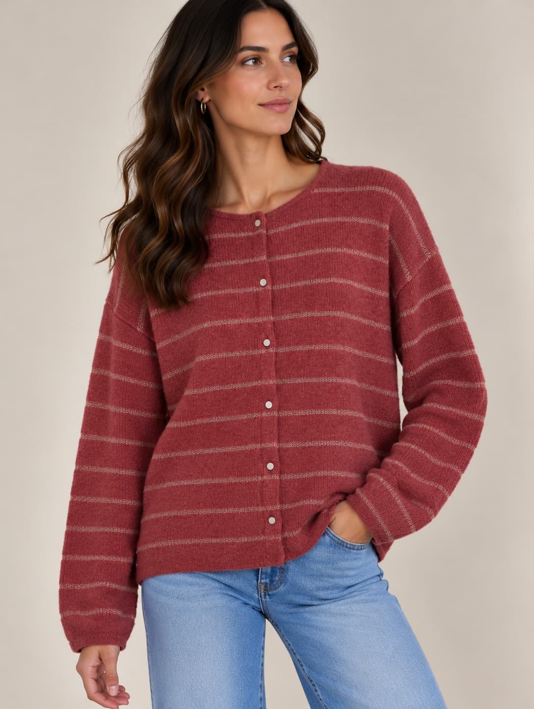 Cardigan rayé en mohair Sézane – Taille L — photo 1