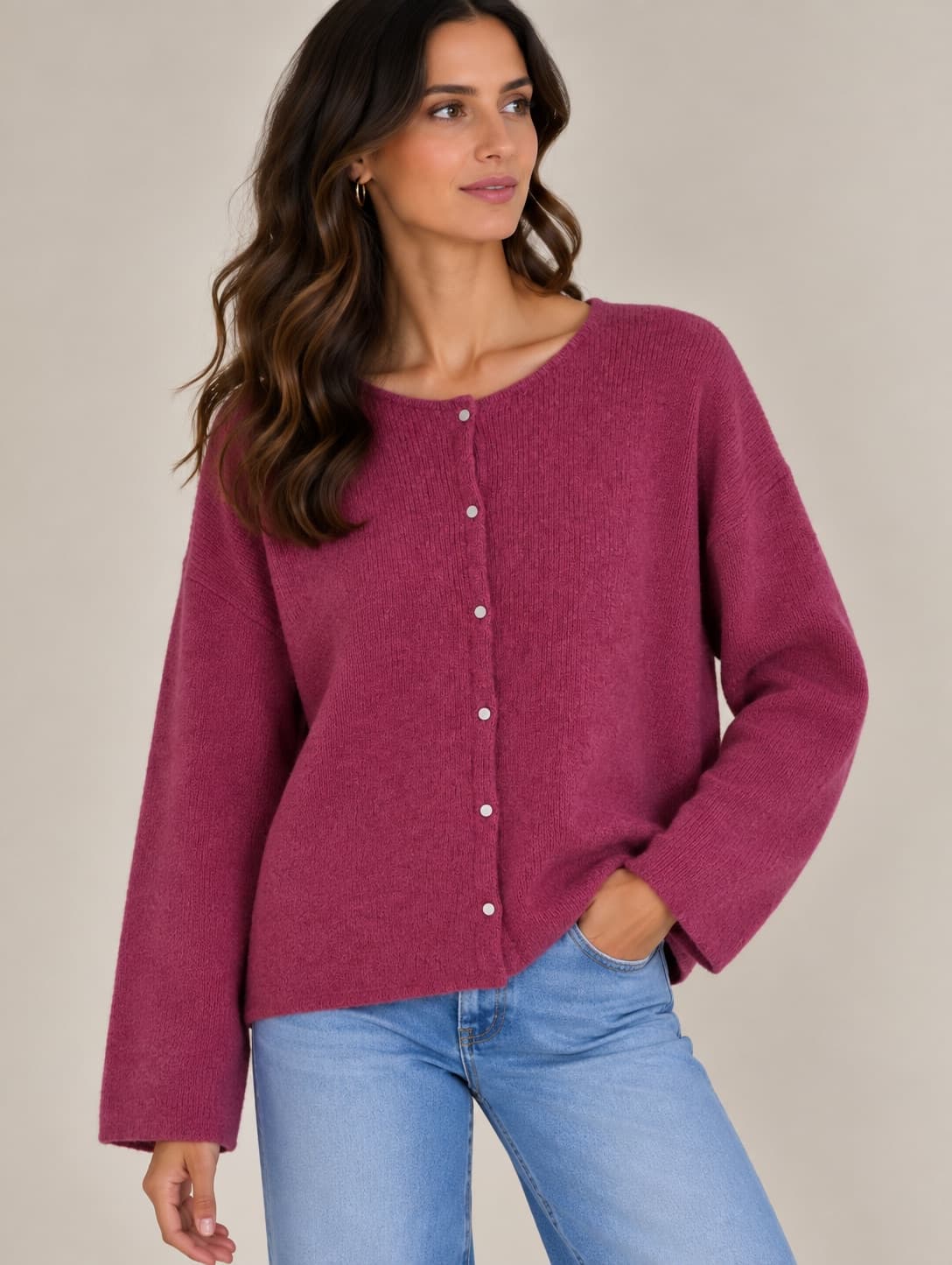 Cardigan Gaspard Sézane en maille rose parme – Taille M — photo 1