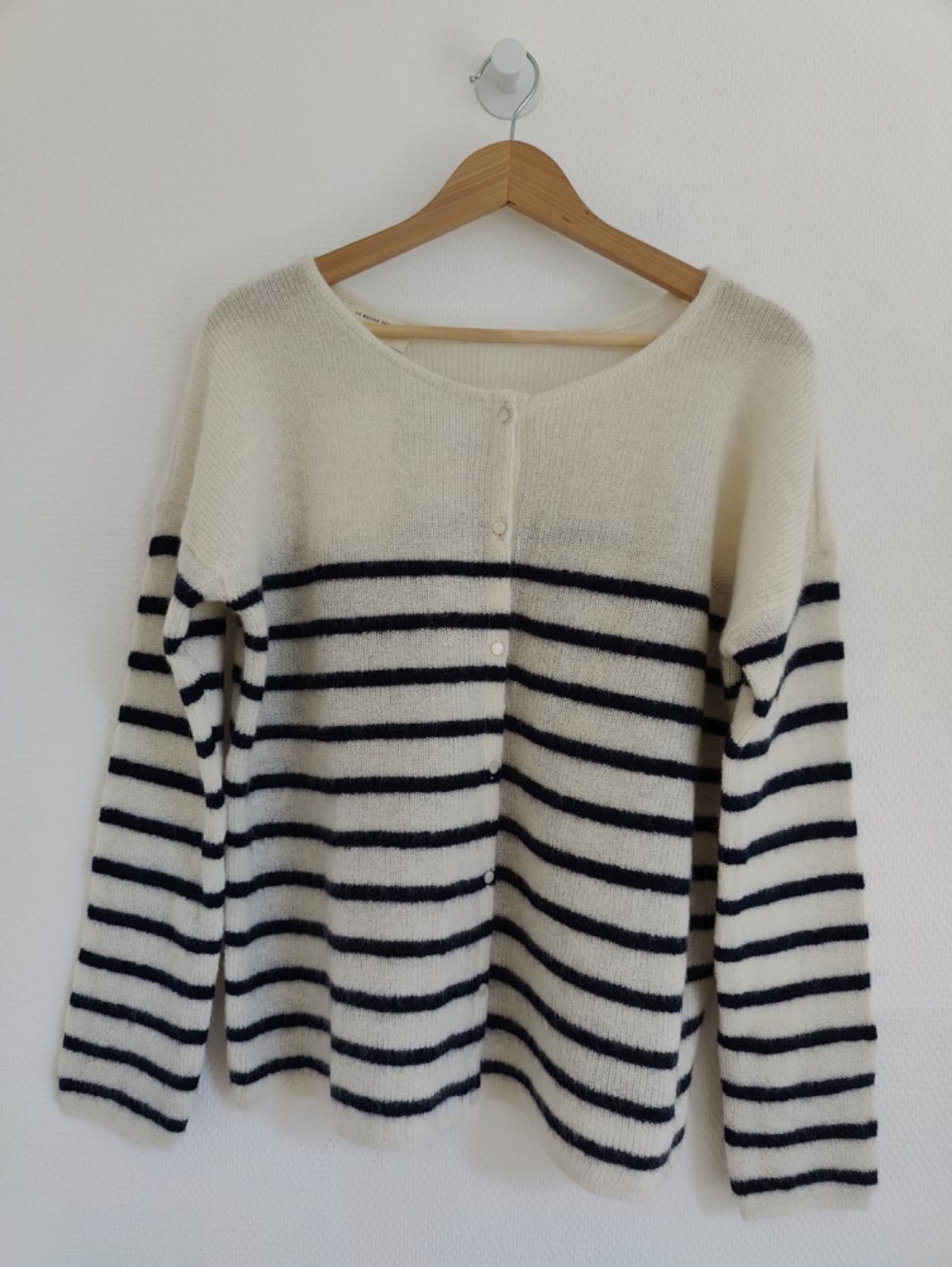Gilet Gaspard Sézane écru rayé bleu marine – Taille XL — photo 2
