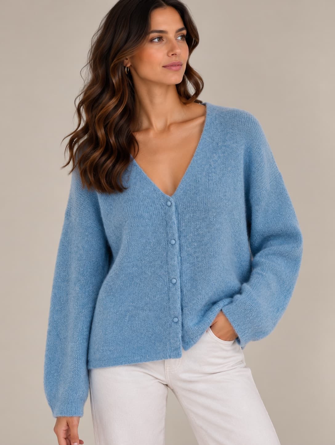 Gilet Sézane en mohair bleu ciel – Taille XXL — photo 1