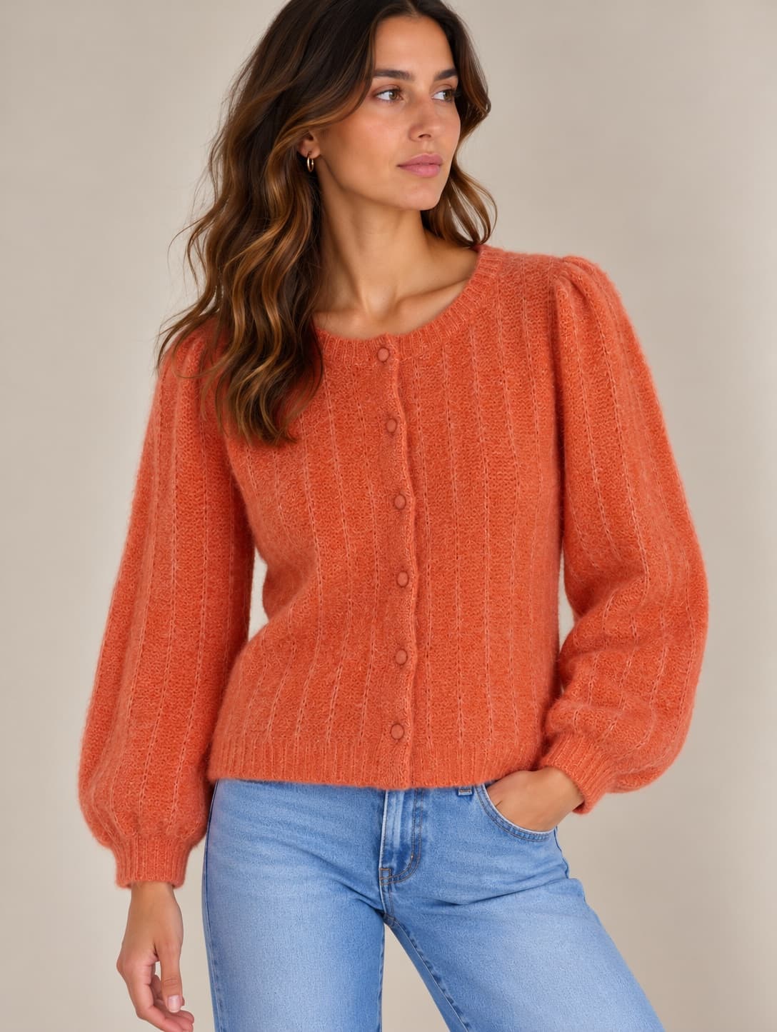 Gilet Sézane en mohair orange – Taille M — photo 1