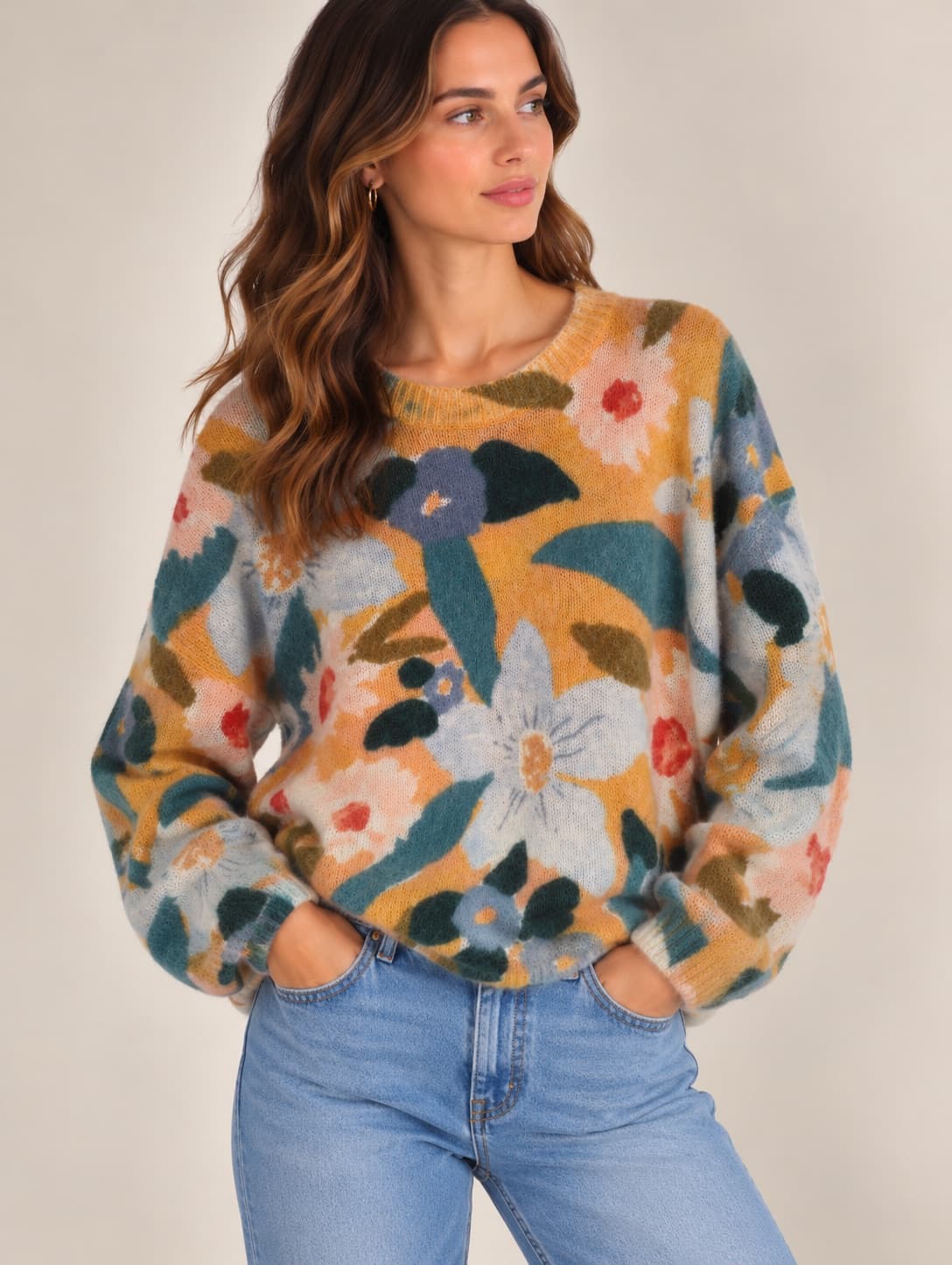 Pull Sézane à imprimé floral graphique – Taille XL — photo 1