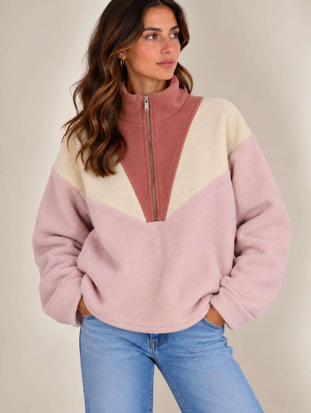 Pile Sézane colorblock rosa – Taglia 46