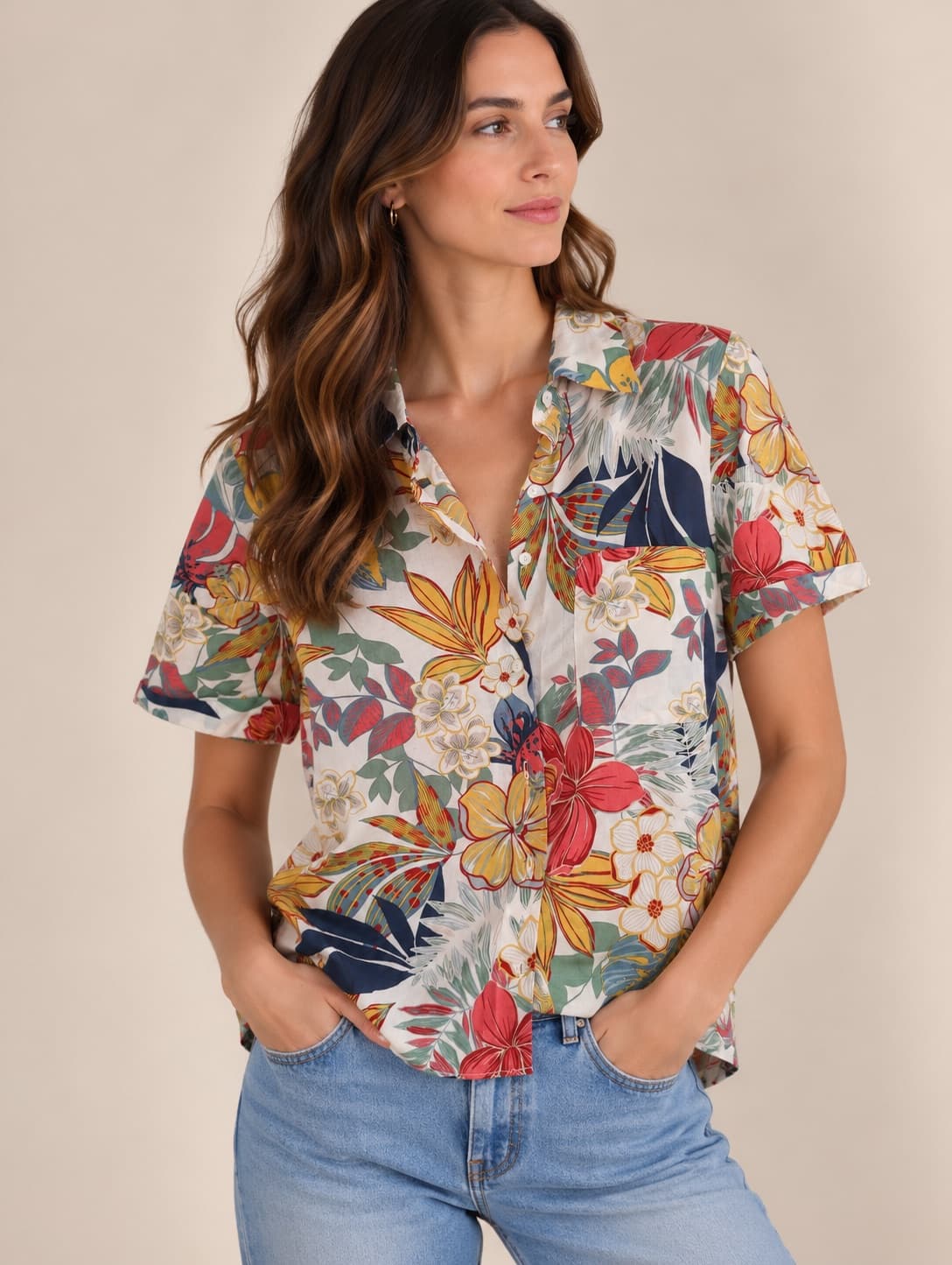 Chemise manches courtes imprimé fleuri Zara – Taille XS — photo 1
