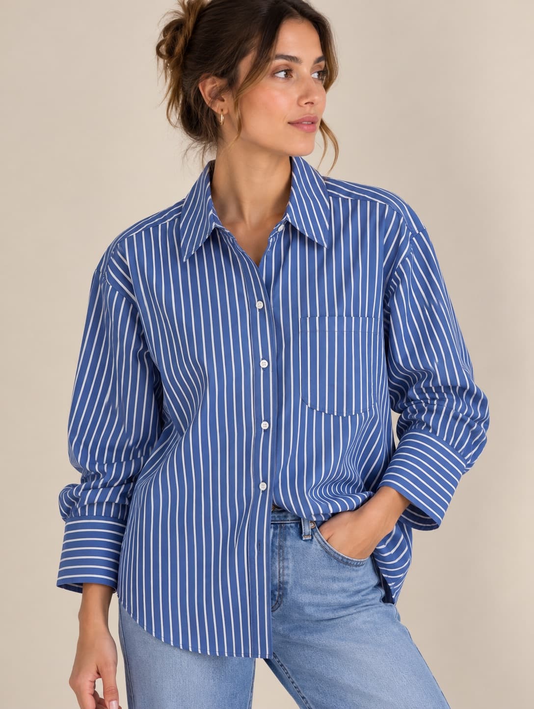 Chemise rayée bleu roi Sézane – Taille 42 — photo 1