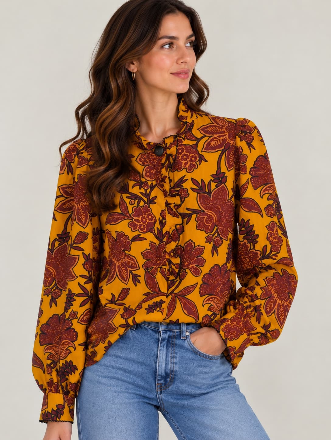 Chemise Sézane à volants et imprimé floral – Taille 42 — photo 1