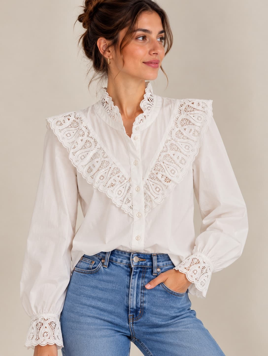 Chemise Sézane en dentelle ajourée – Taille 42 — photo 1