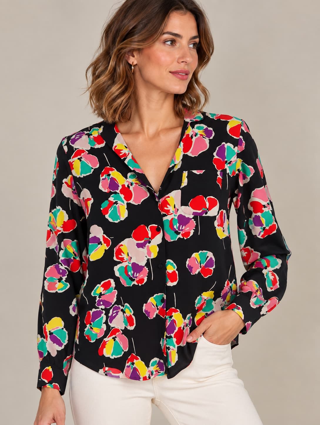 Sézane blouse van bedrukte zijde – Maat 36