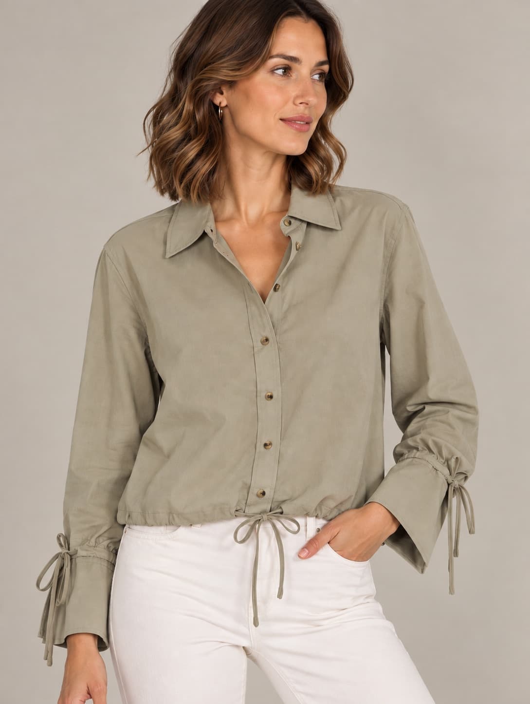 Chemise Mango beige à cordons – Taille M — photo 1