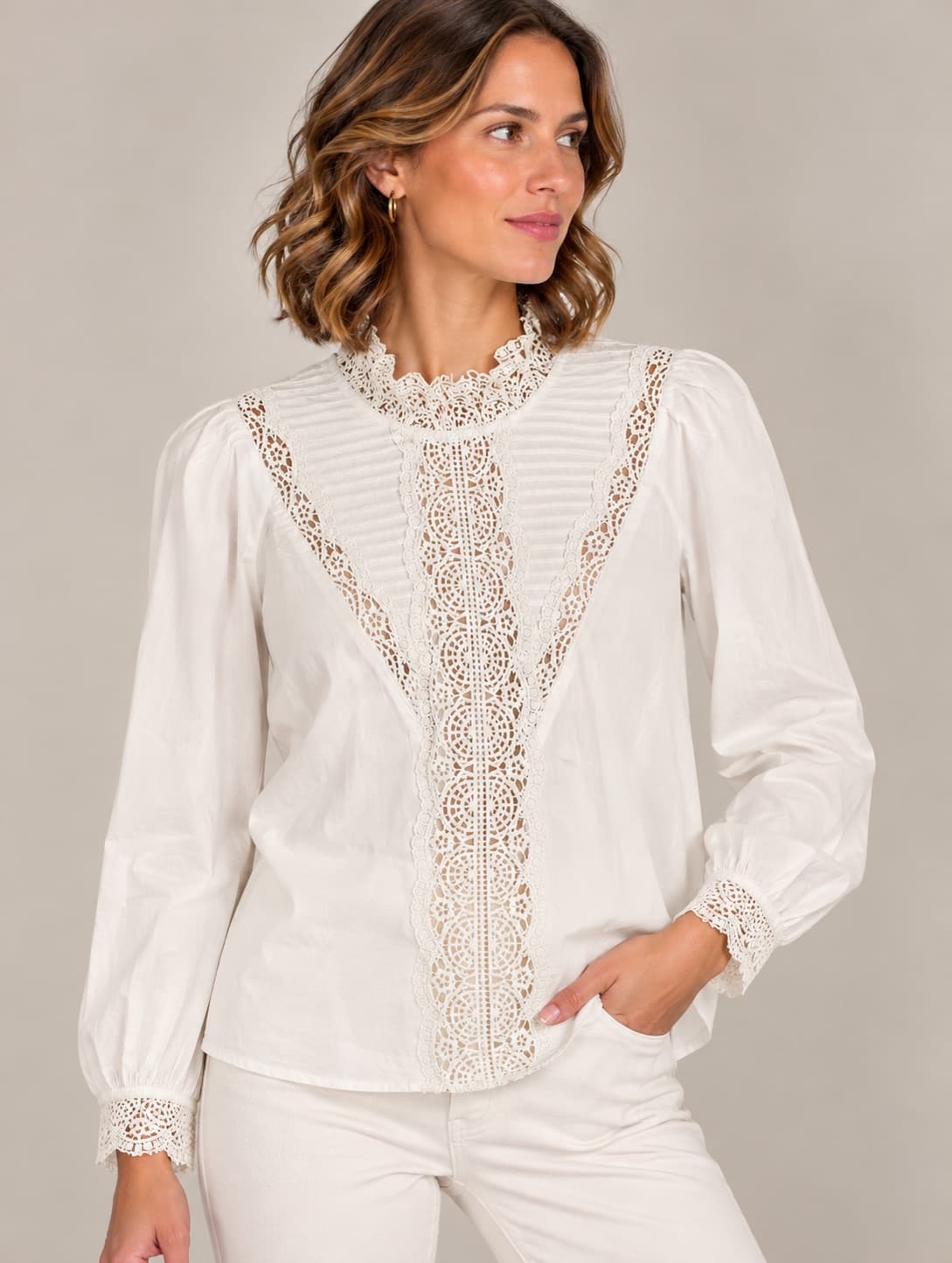 Blouse Sézane en dentelle macramé – Taille 40 — photo 1