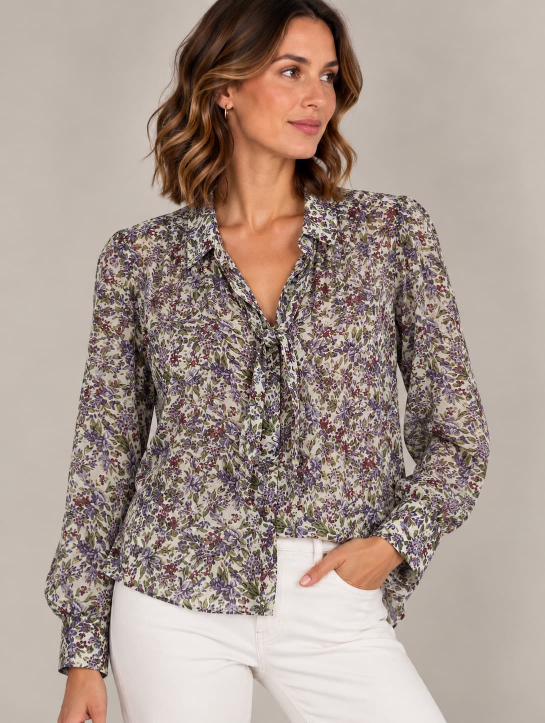 Chemise Sinéquanone à imprimé floral lilas – Taille 40 — photo 1