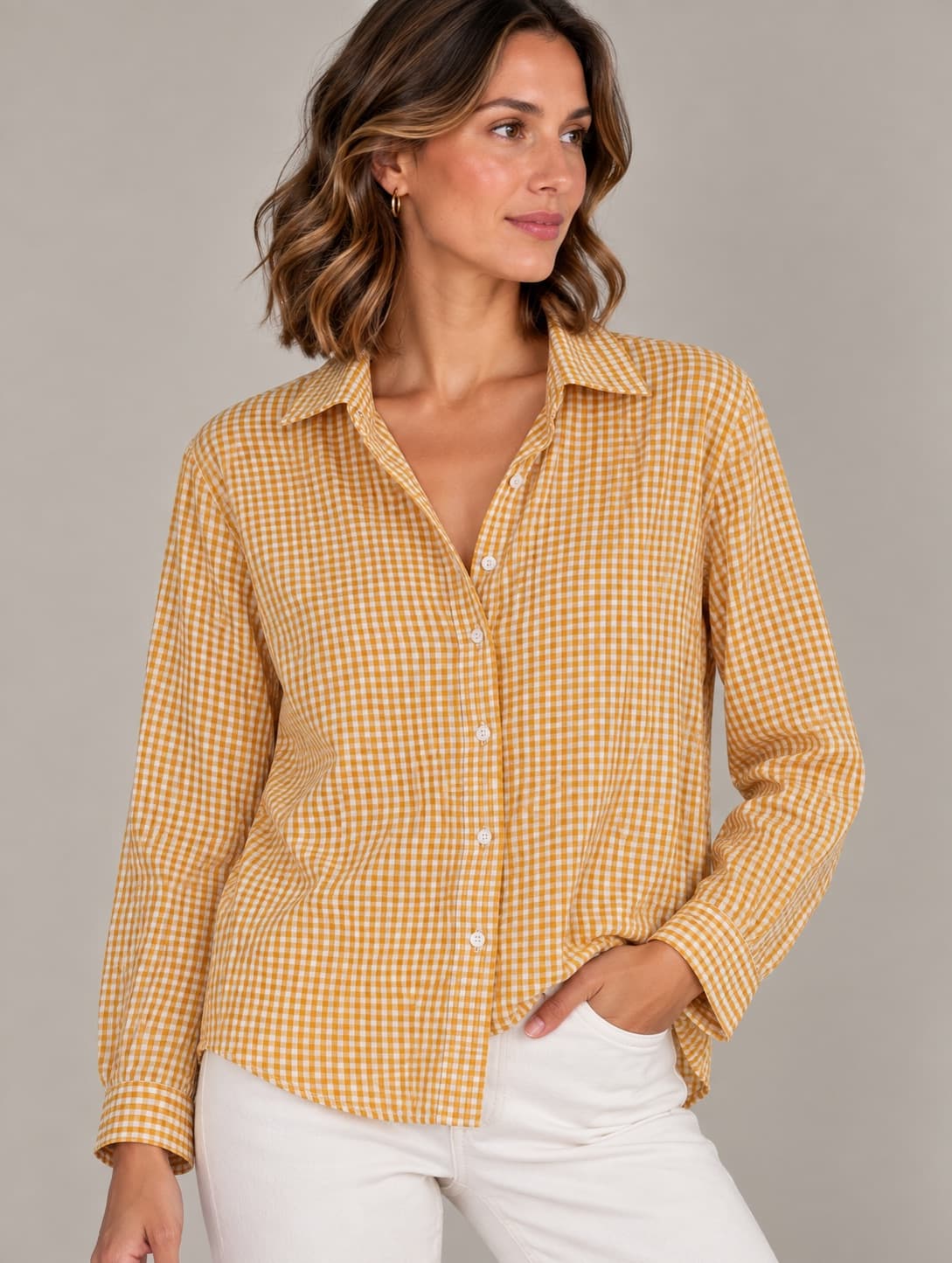 Chemise Boteli vichy jaune et blanc – Taille M — photo 1