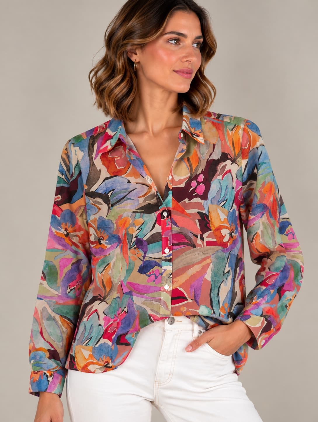 Chemise Sézane imprimé floral aquarelle – Taille 40 — photo 1