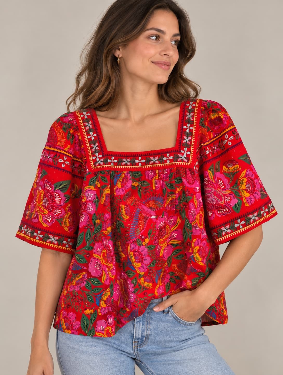 Blusa Sézane x Farm rio con estampado floral – Talla L