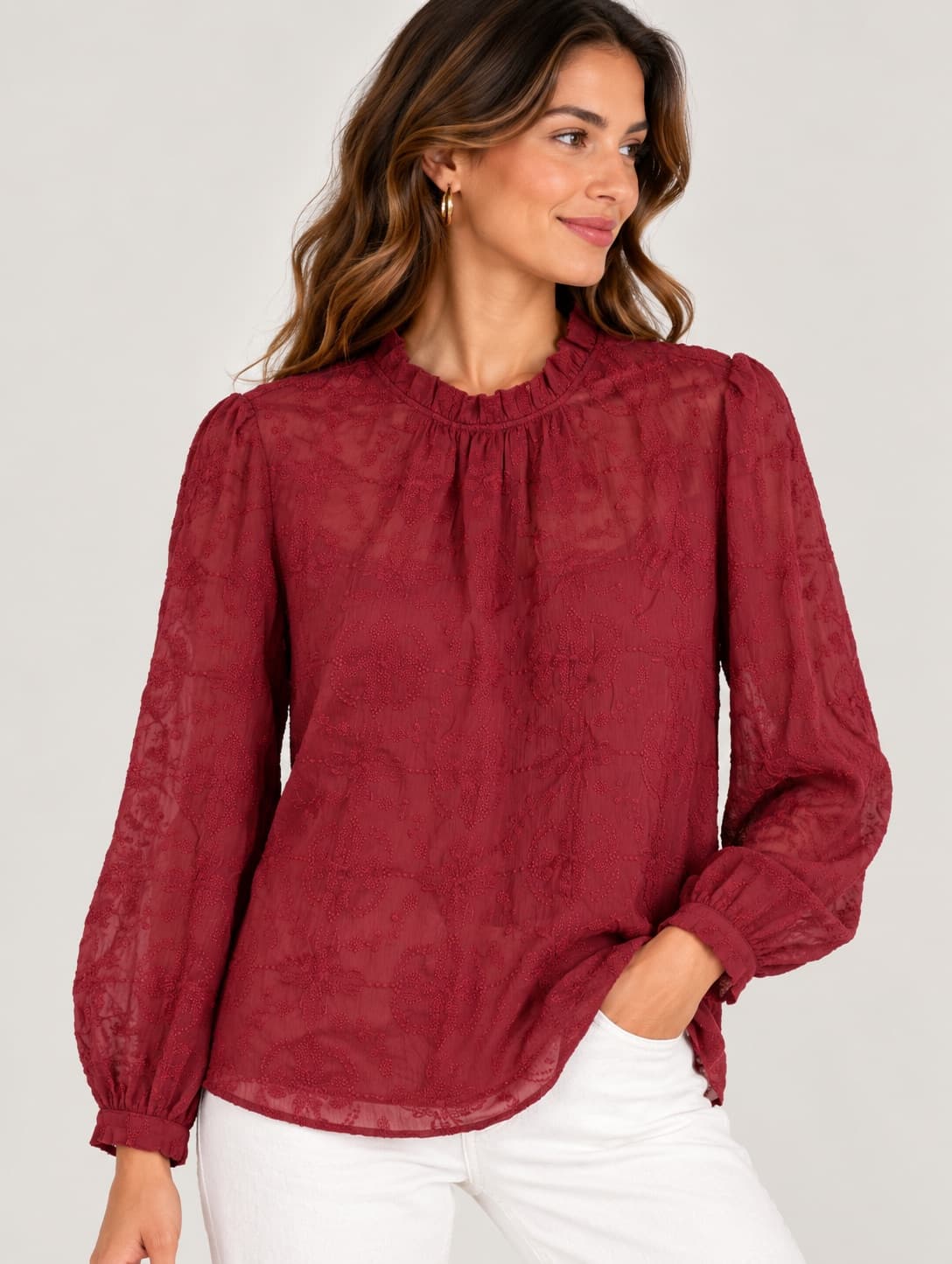 Blusa Sézane con bordado floral rosa palo – Talla 46