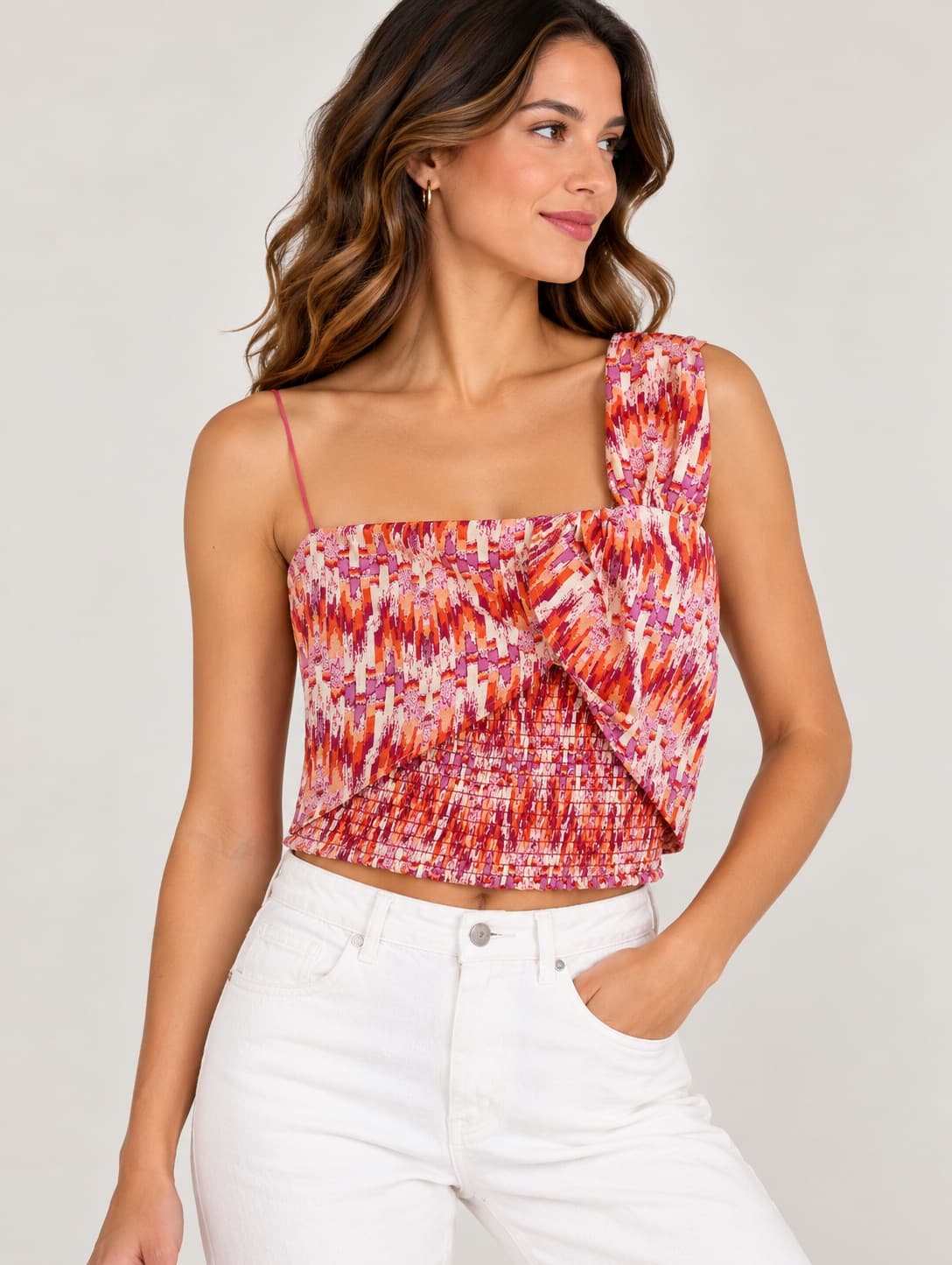 Hoss Intropia top met ikat-print en één schouder – Maat M