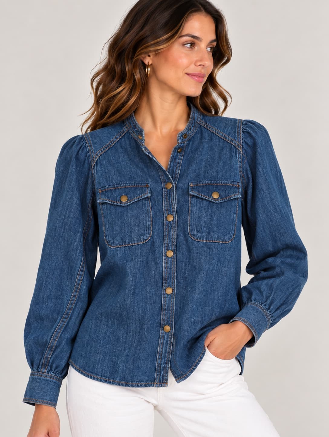 Chemise Sézane en denim à col officier – Taille 34 — photo 1