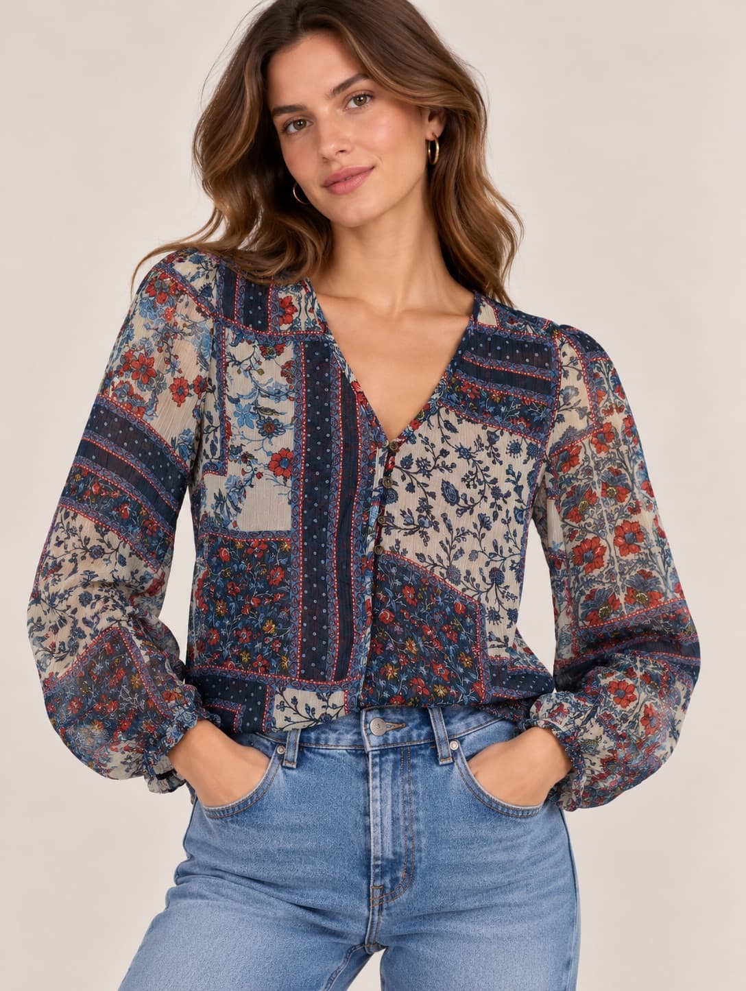 Blouse imprimé patchwork Mango – Taille XS — photo 1