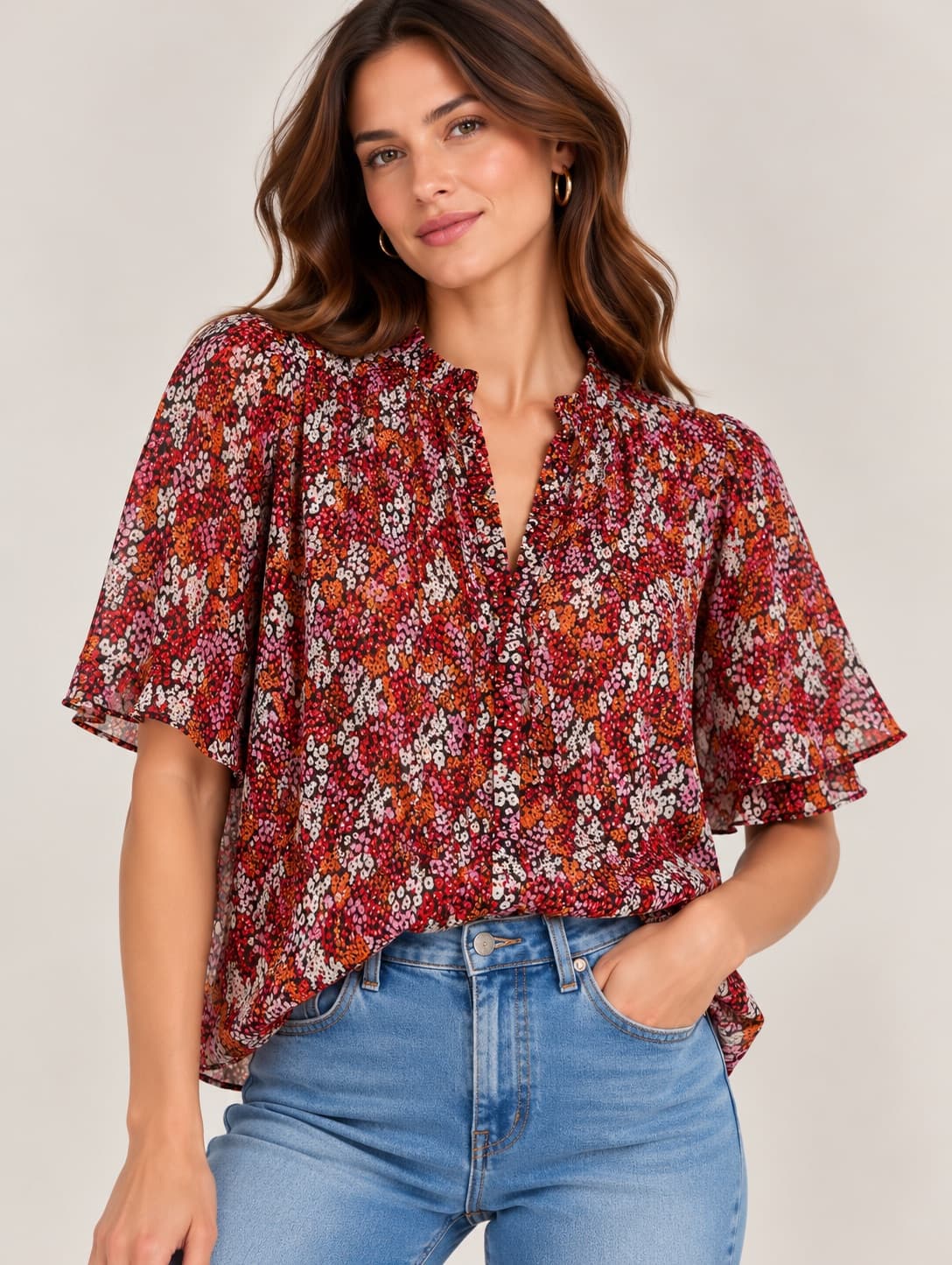 Blouse imprimé floral multicolore fluide Sfera – Taille M — photo 1