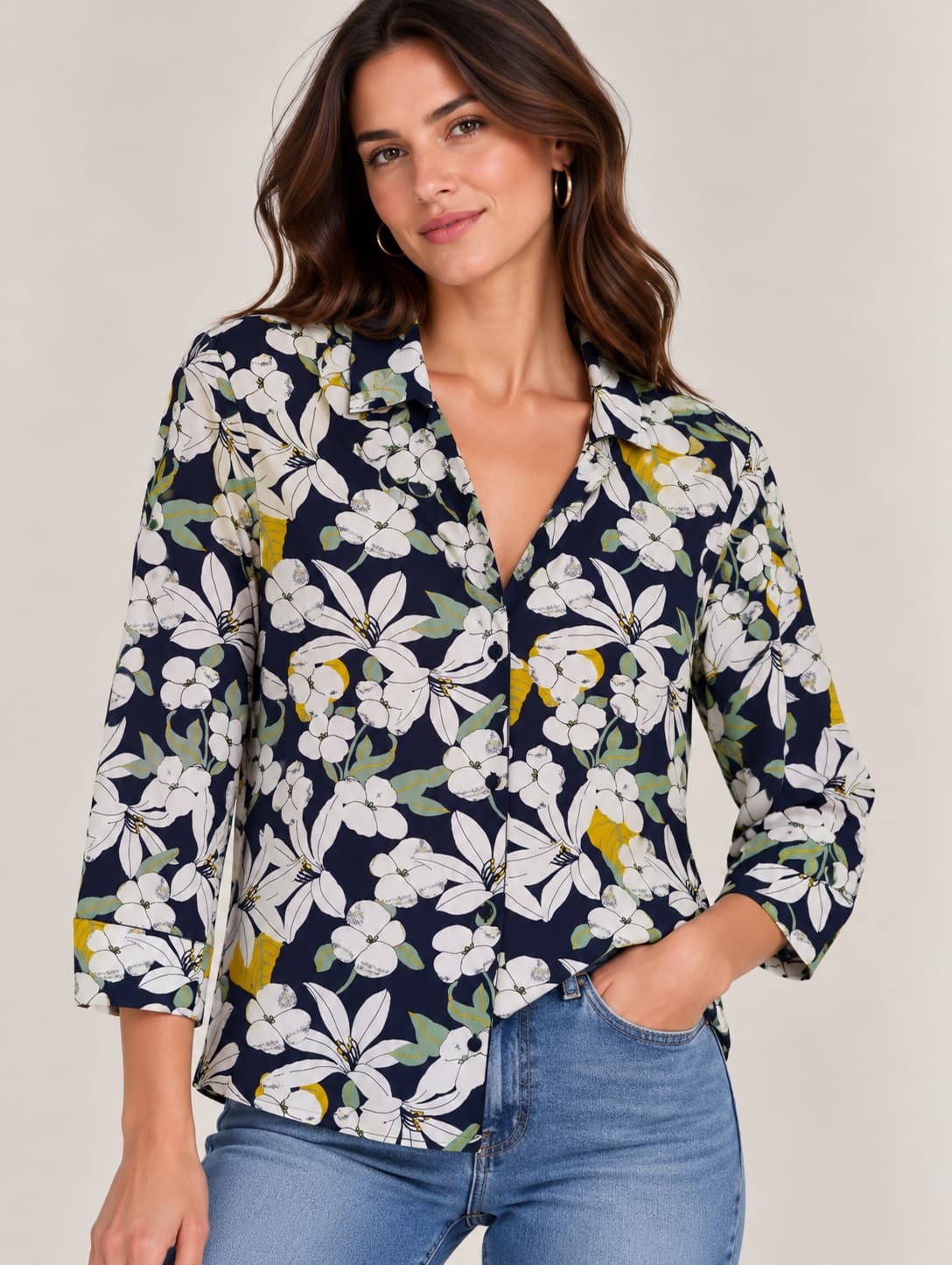 Chemisier marine fleurie Zara – Taille XS — photo 1