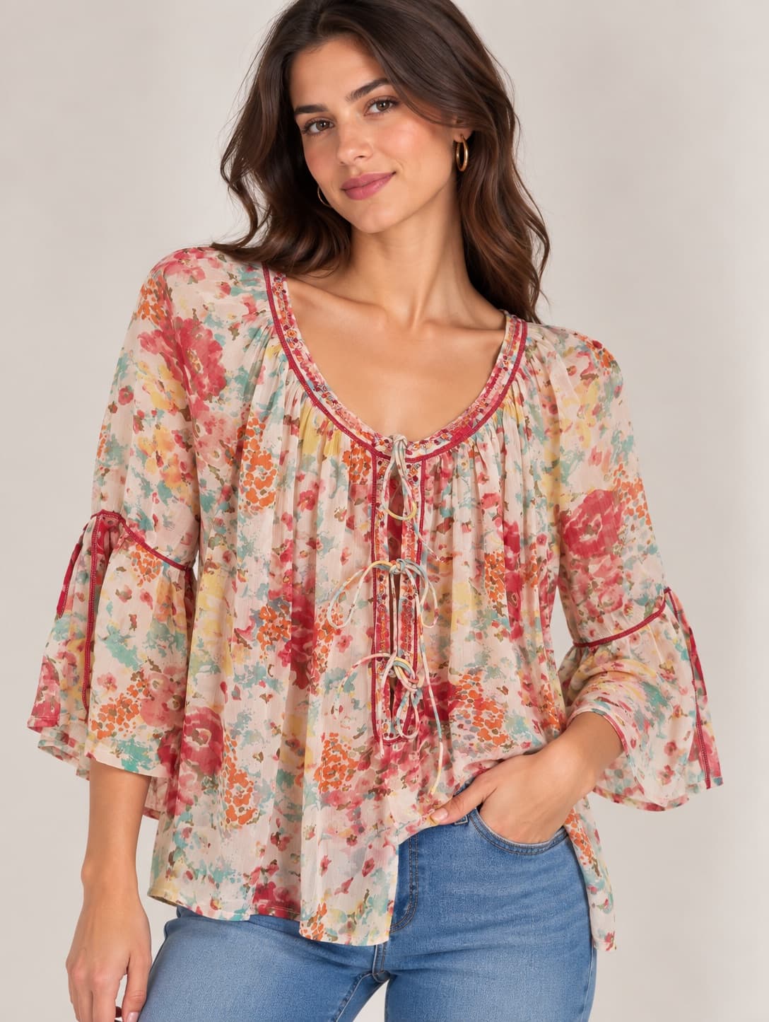 Top bohème fleurie aquarelle Hoss Intropia – Taille 38 — photo 1
