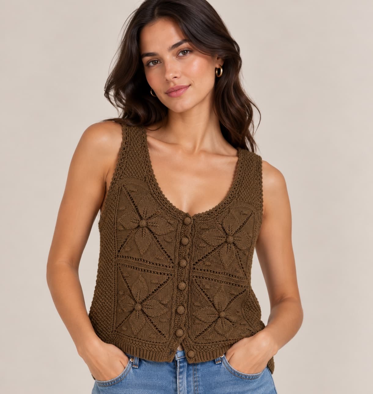 Top en maille boutonné Sézane – Taille M  — photo 1