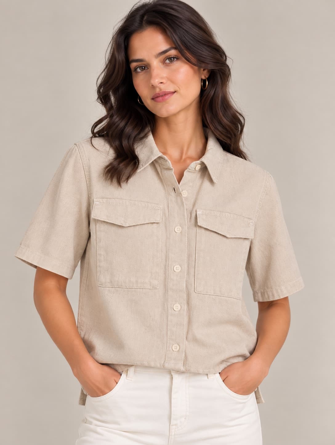 Surchemise beige à poches Zara – Taille S — photo 1