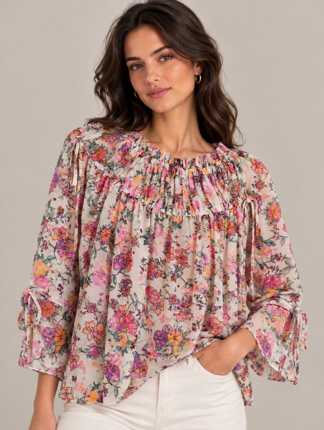 Blouse Tularosa à imprimé floral pastel – Taille S — photo 1