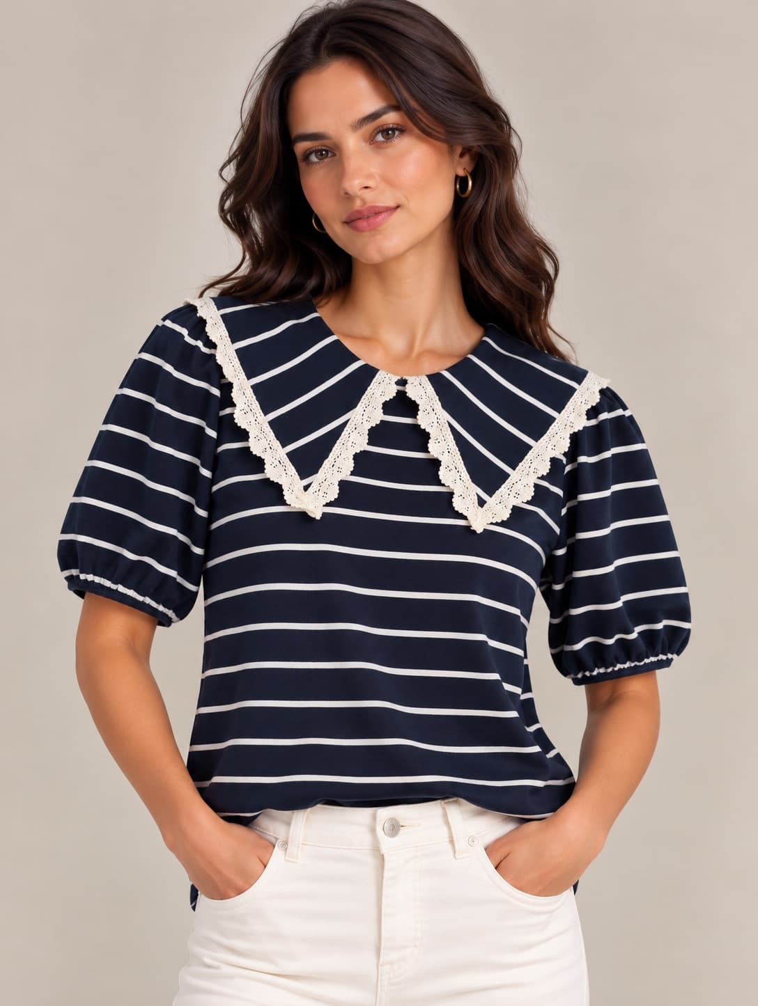 Top marinière Cerise Blue à col Claudine – Taille M — photo 1