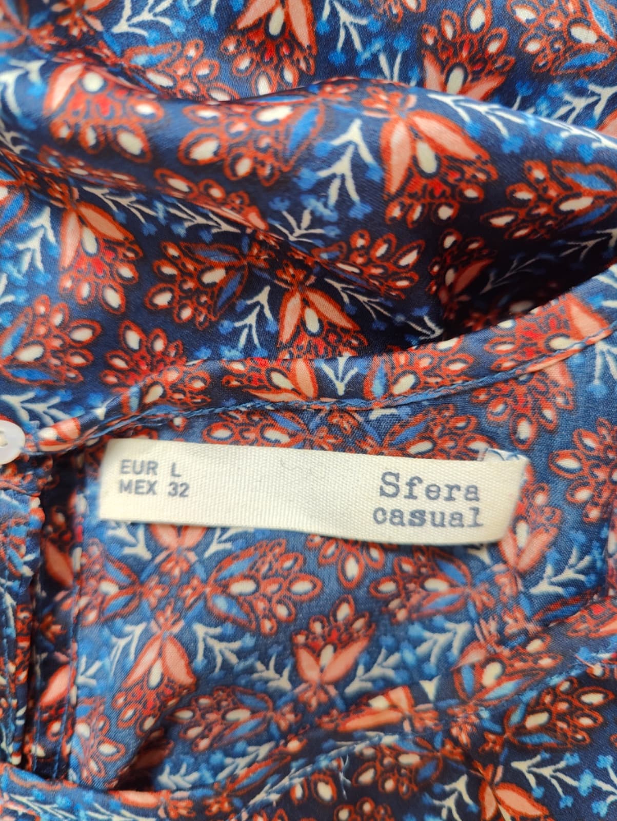 Blouse Sfera imprimé floral bleu et bordeaux – Taille L — photo 4