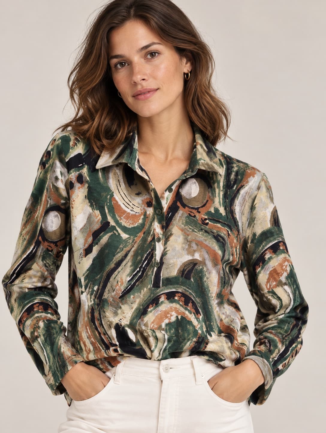 Polo Cashew Flower imprimé abstrait – Taille 44 — photo 1