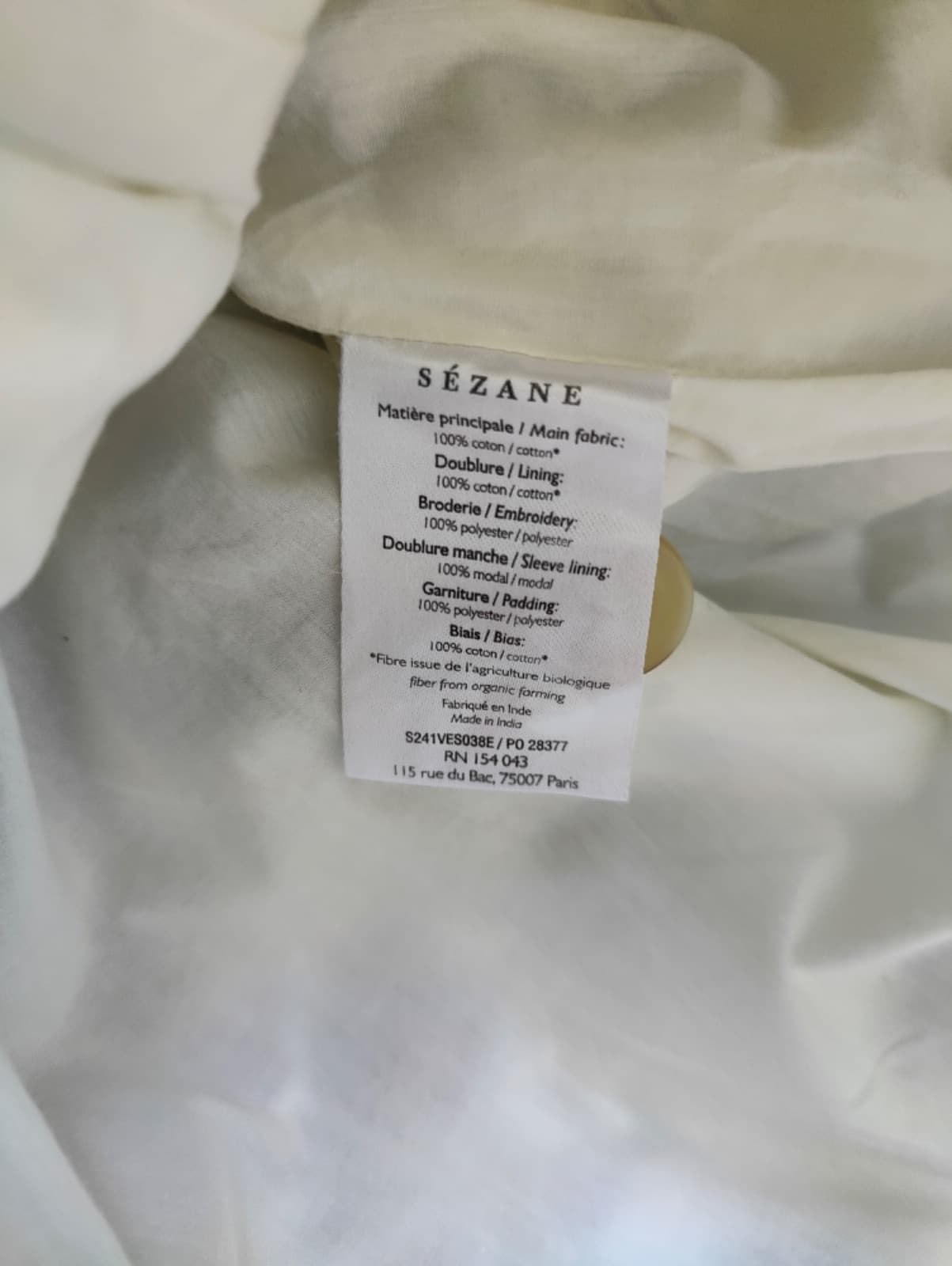 Veste Sézane Renato brodée écrue fleurs bleues – Taille S — photo 5