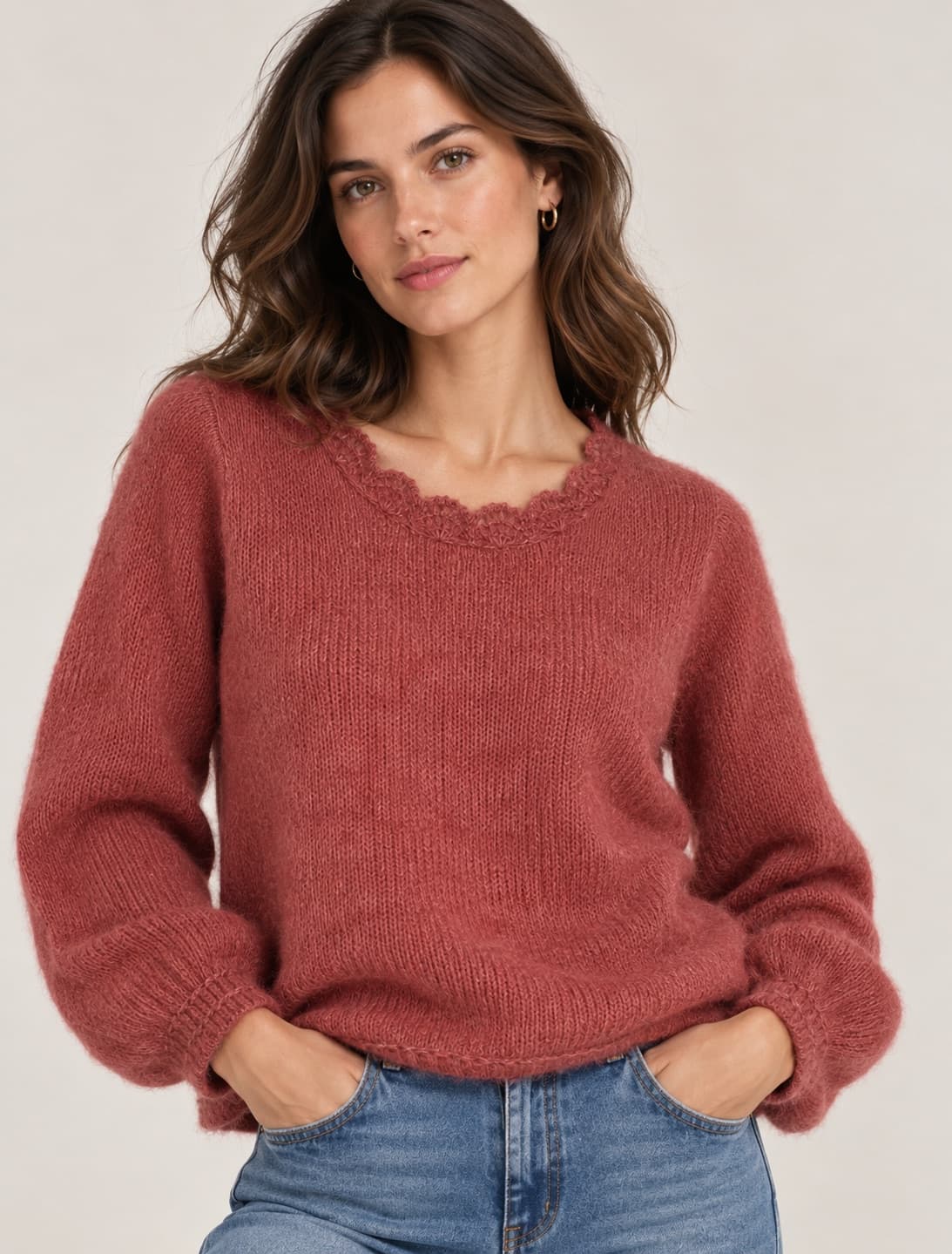 Gilet Sézane rose en maille ajourée – Taille XL — photo 1