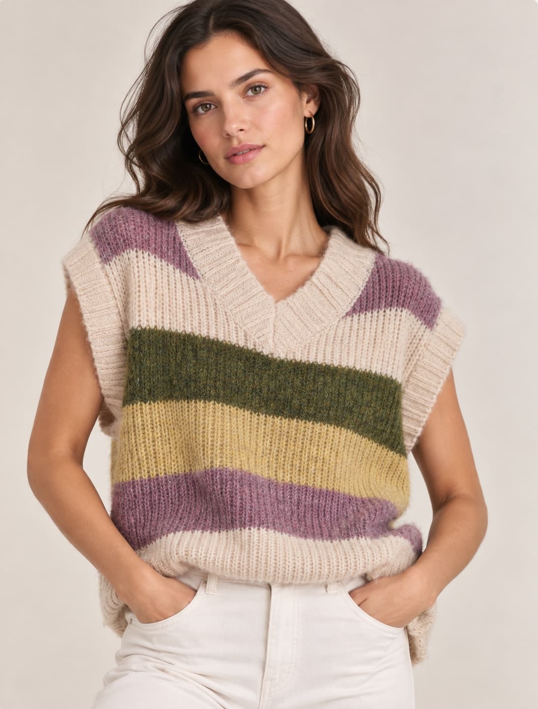 Pull sans manches rayé en maille Naëlle – Taille M — photo 1