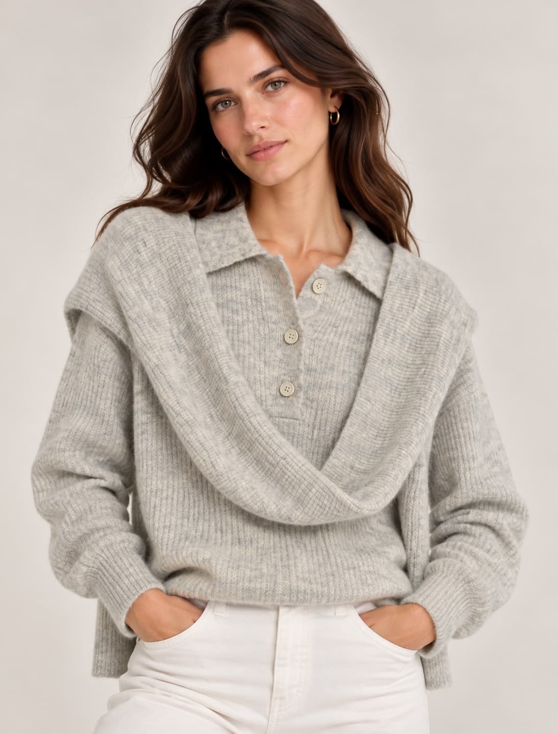 Pull Comptoir des Cotonniers avec écharpe intégrée – Taille M — photo 1