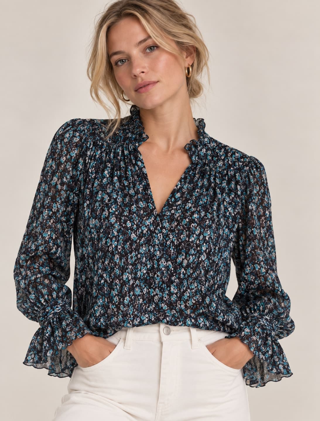 Blouse fleurie plissée Zara –  Taille S — photo 1