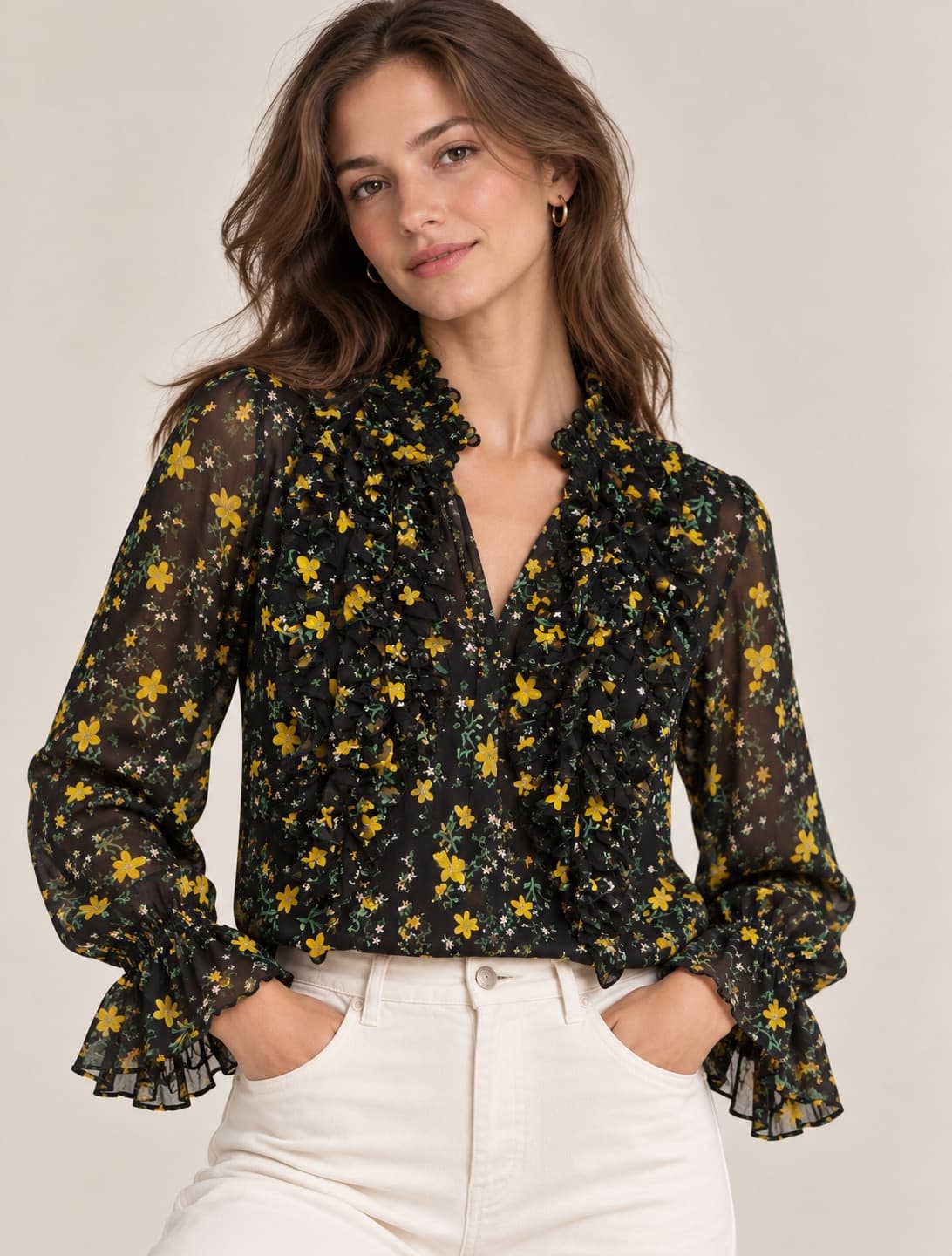 Blouse fleurie à volants Zara – Taille M — photo 1