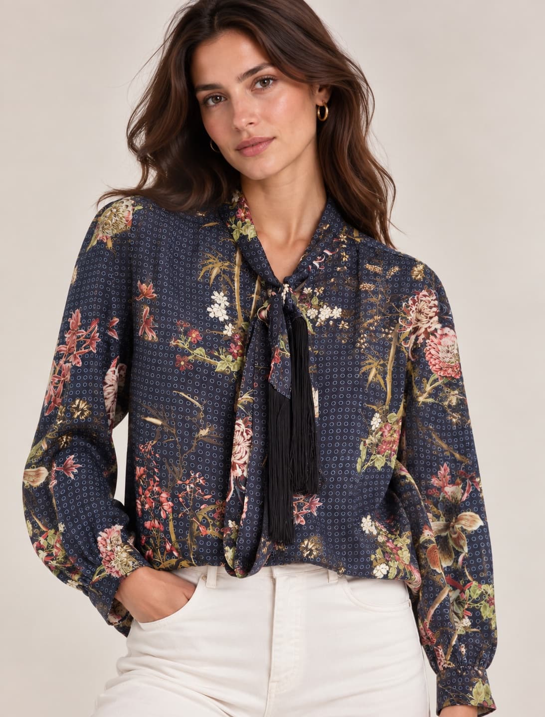 Blouse imprimée à lavallière Zara – Taille XS — photo 1