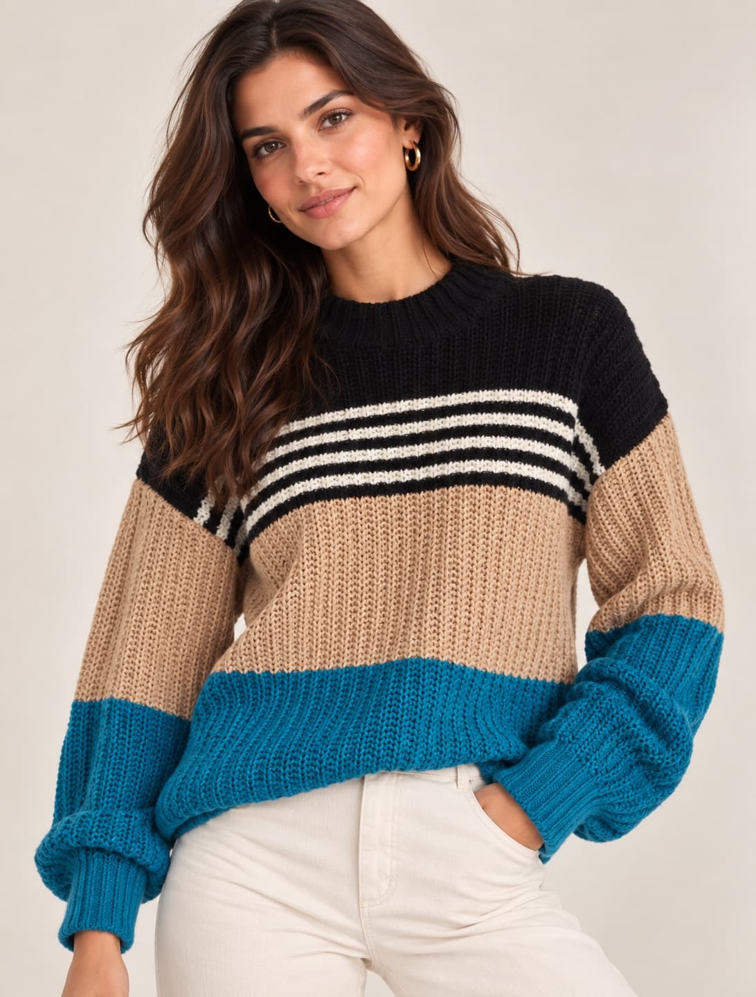Pull en maille ESPRIT color block – Taille L — photo 1