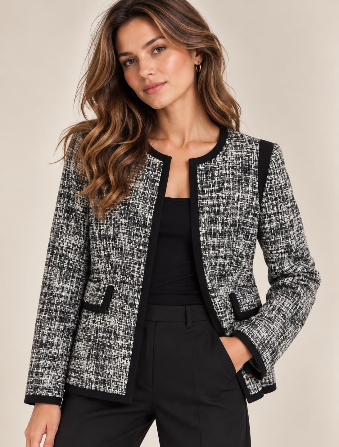 Veste Mango en tweed noir et blanc – Taille S — photo 1