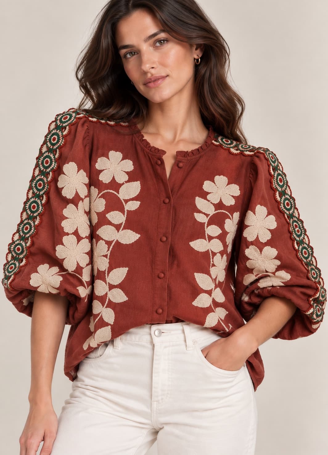 Blouse Anton Sézane brodée – Taille 42 — photo 1