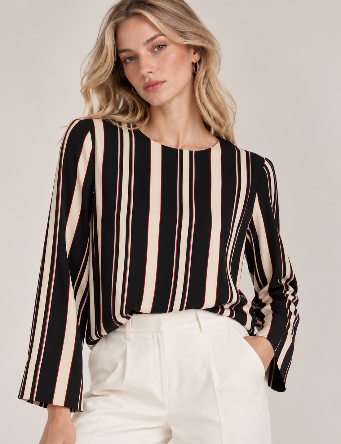 Blusa Zara a righe nero ed écru – Taglia S