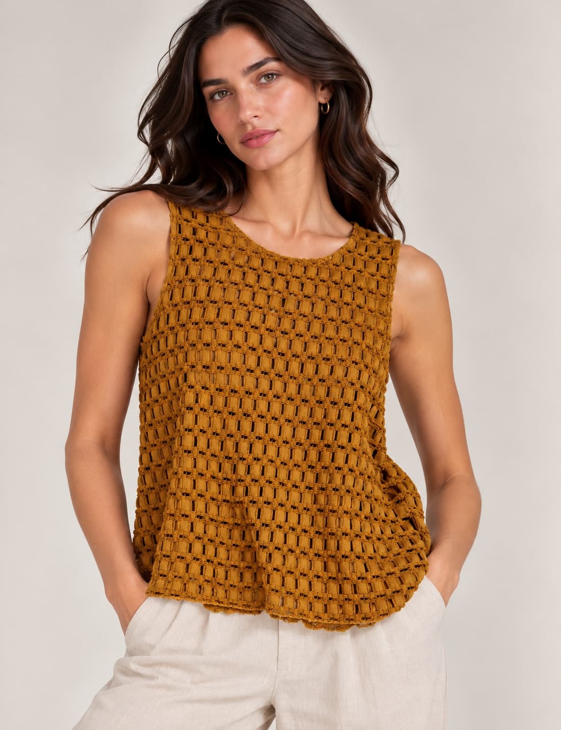 Top senza maniche in maglia traforata Zara – Taglia XS