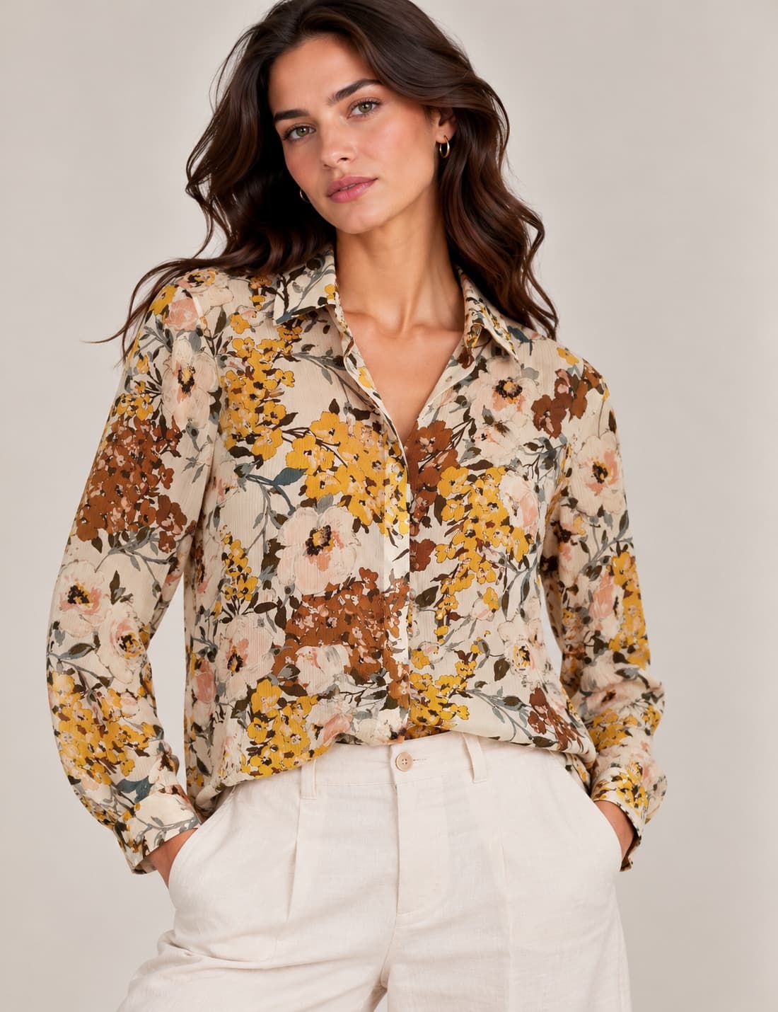 Chemise fluide à imprimé floral Zara – Taille S